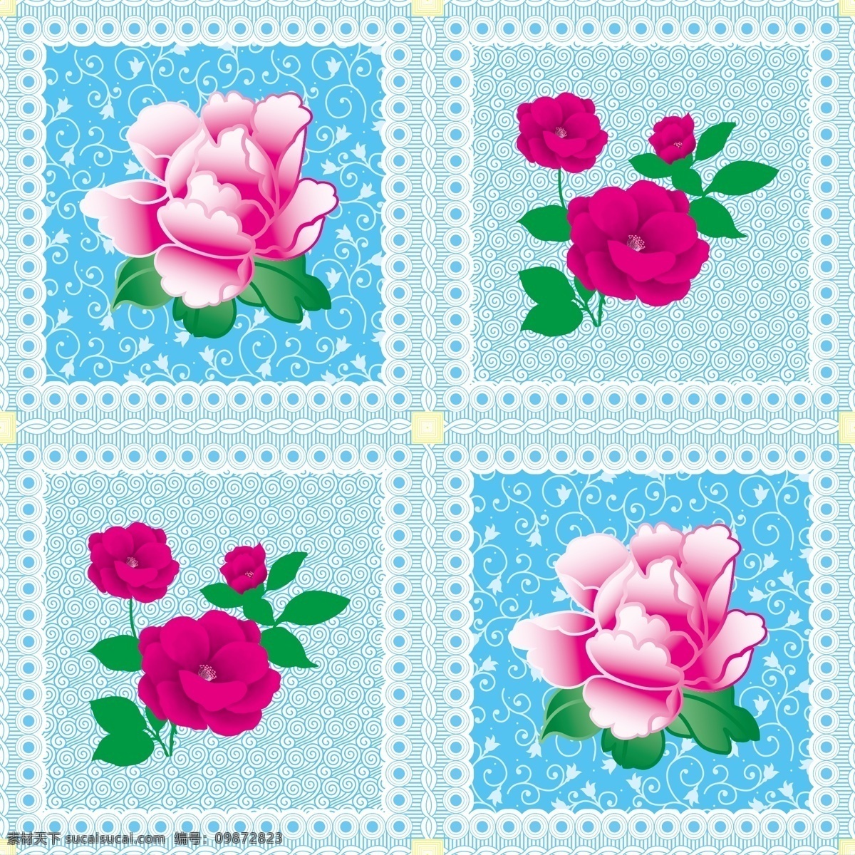 玫瑰花 背景 玫瑰 底纹 四方格 格子底纹 壁纸 台布 浴帘 桌布 窗花 精美地板 背景素材 分层 源文件
