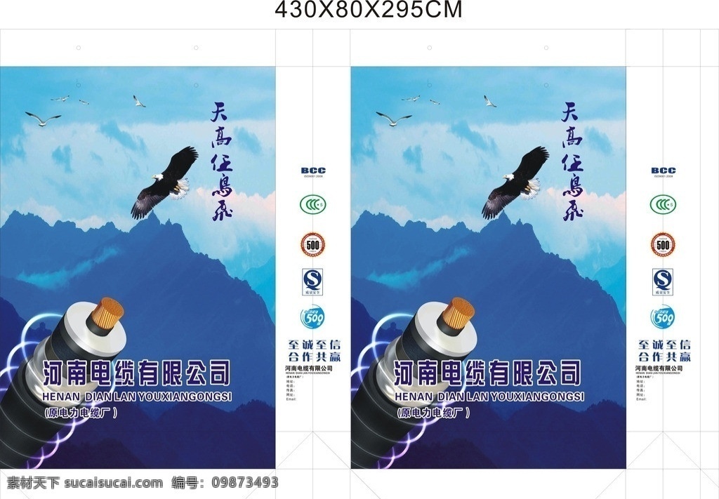 电缆手提袋 电缆 老鹰 山峰 海鸥 中国企业 强 标志 bcc标志 3c标志 中国 机械 质量安全 天高任鸟飞 包装设计 矢量