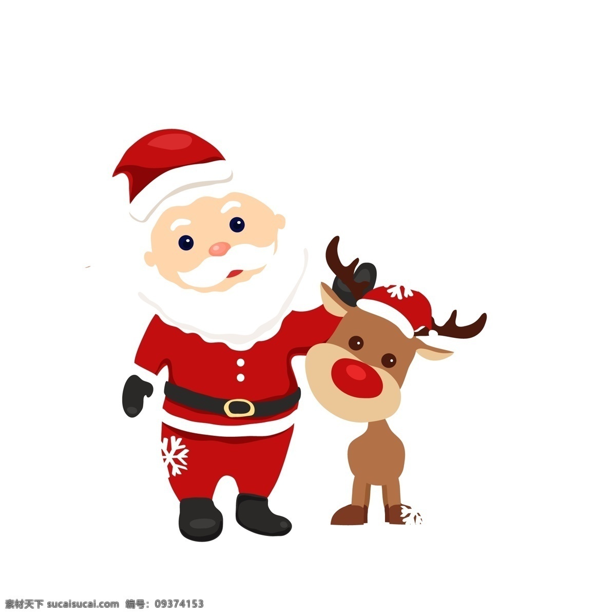 圣诞节 插画 手绘 麋鹿 圣诞老人 圣诞夜 节日插画 圣诞插画 简单 雪花 贺卡