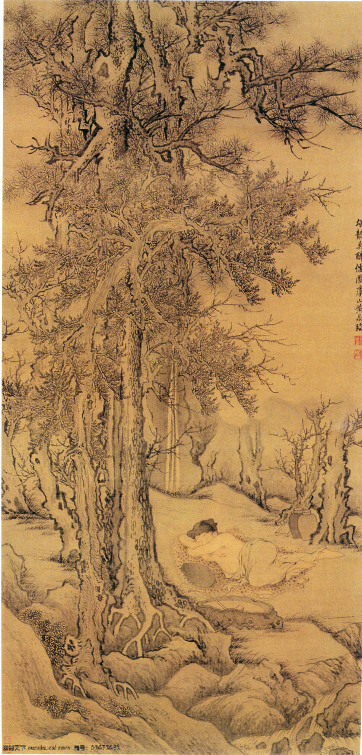 高清 工笔 古典 古画 国画 花鸟 绘画 人物 水墨 鲜花 林间休息 中国画 艺术 源文件 中华传世国画 中国画艺术 写意 家居装饰素材 山水风景画