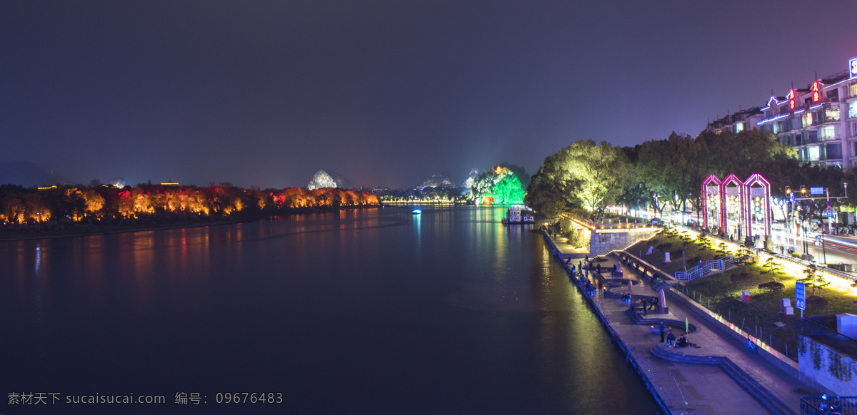 唯美 河边 城市 夜景 河道 霓虹灯 灯光 夜晚 晚上 商用 风景 风光