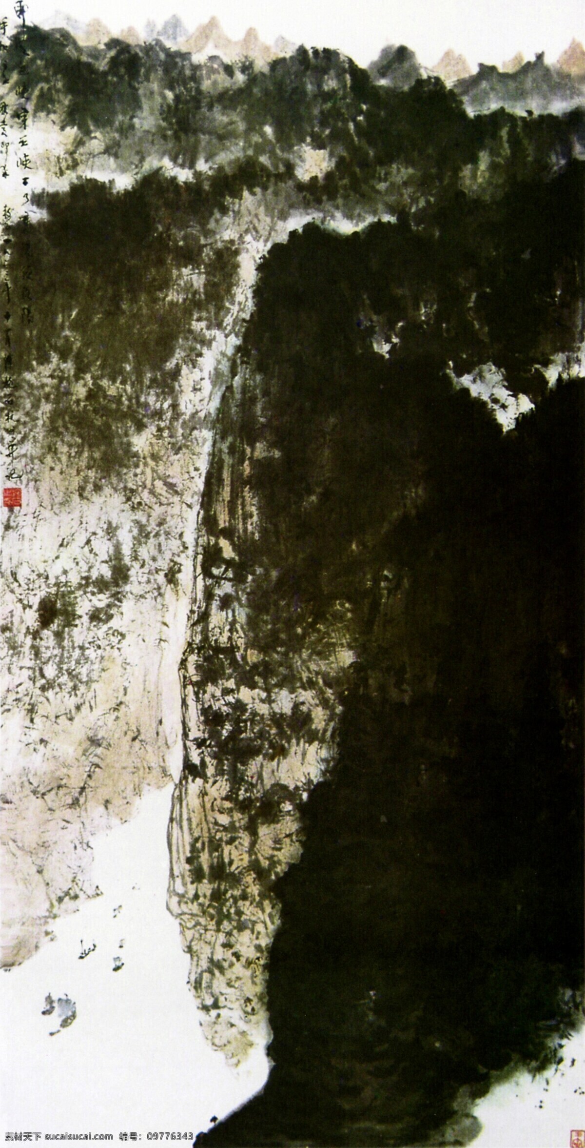 杜甫 诗意 国画 山水 山水画 水墨画 中国画 中国山水画 杜甫诗意 傅抱石 文化艺术
