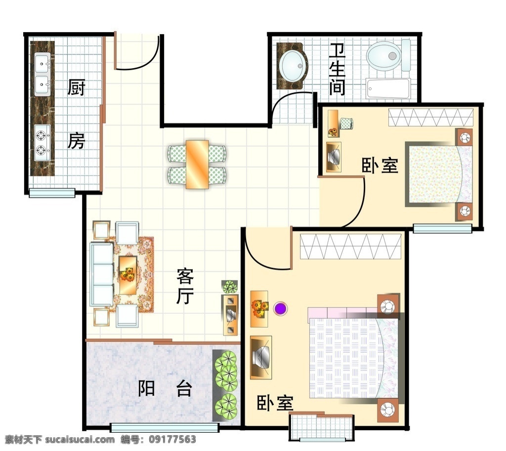 室内 平面图 矢量 室内布局设计 花束 电视机 室内设计 建筑家居