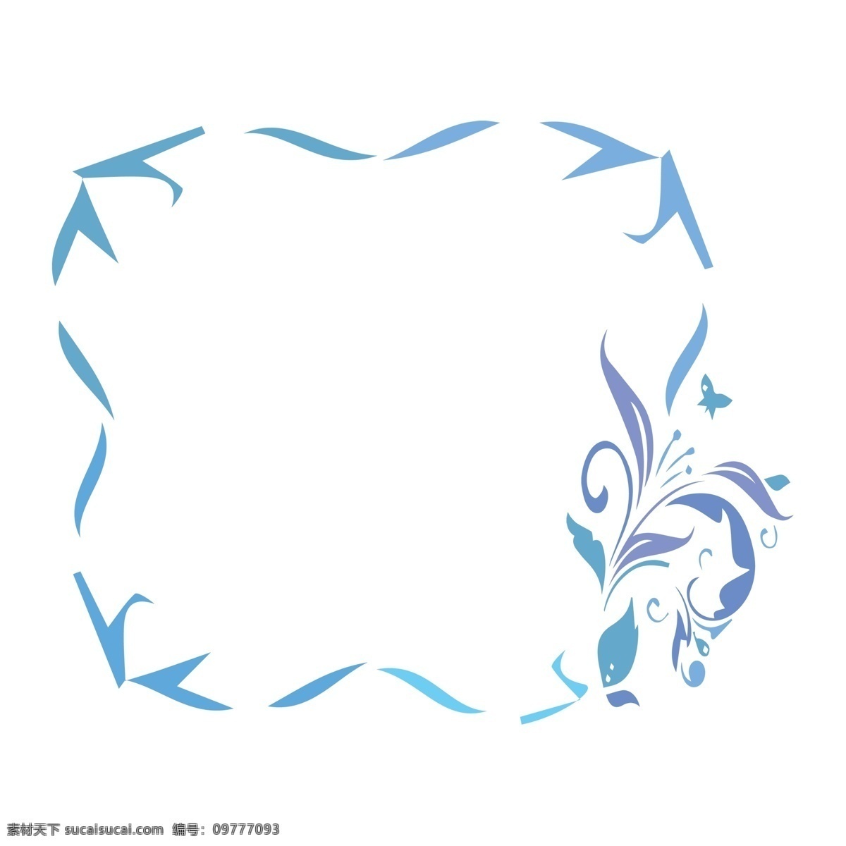 不规则 蓝色 花纹 框 不规则边框 设计边框 时尚花纹