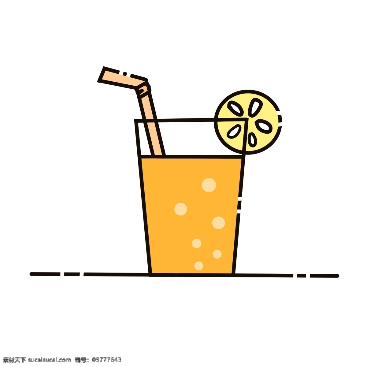 夏天 果汁 柠檬 橙汁 饮料 冷饮 卡通 简单