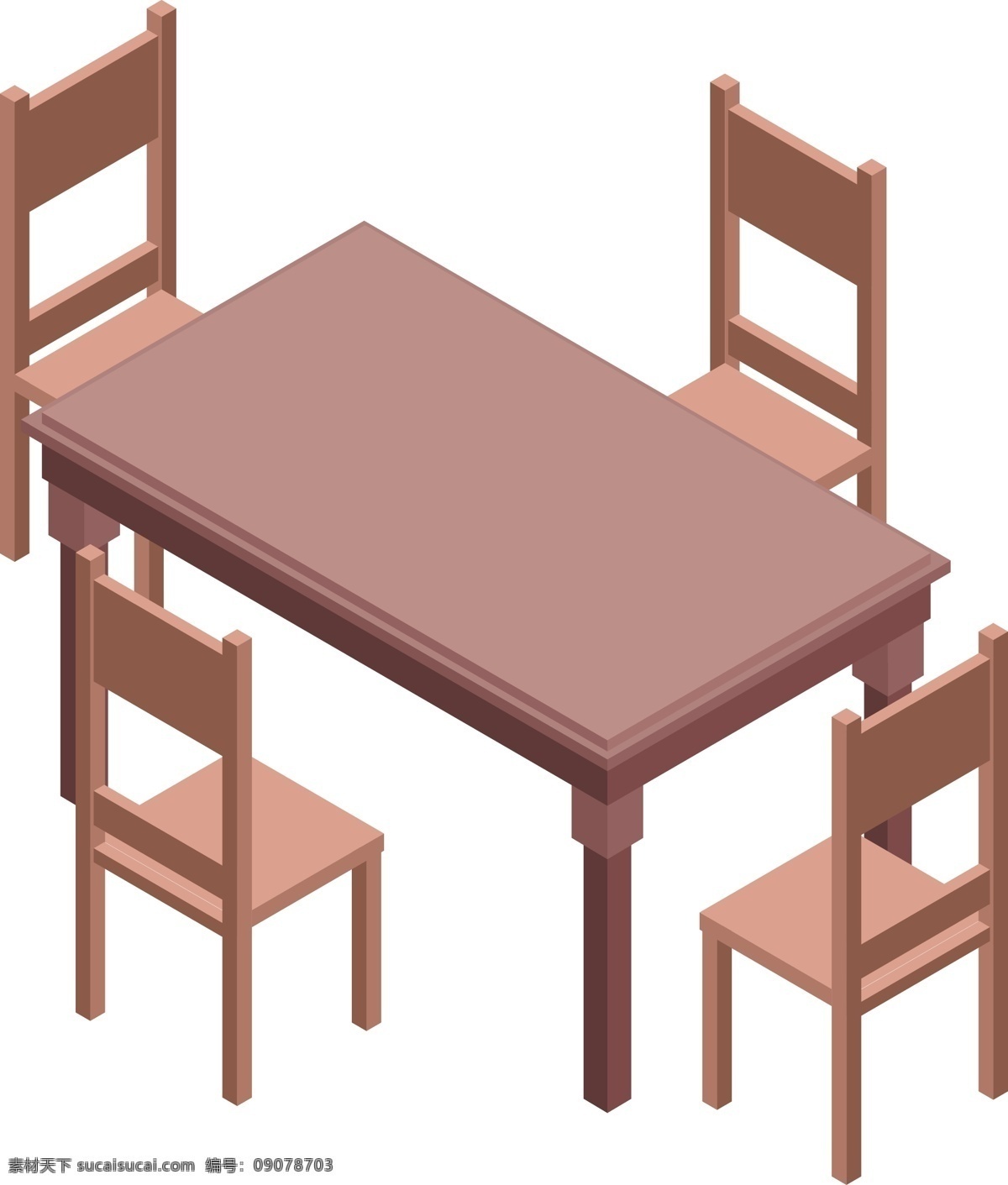d 风格 餐桌 椅子 元素 生活 立体 家具 2.5d 空间 三维