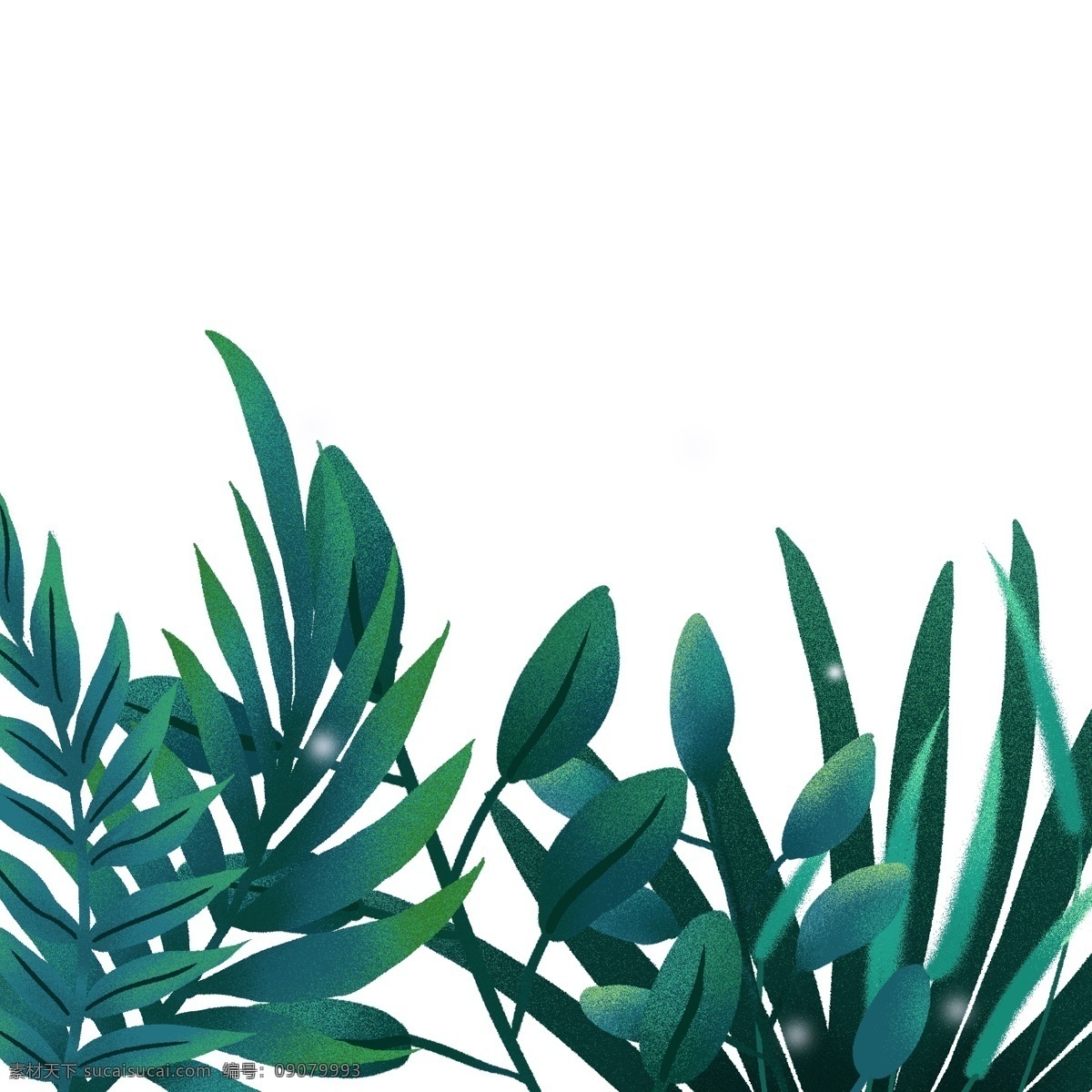 植物 草丛 插画 图案 绿叶 卡通 彩色 水彩 创意 手绘 绘画元素 现代 简约 装饰