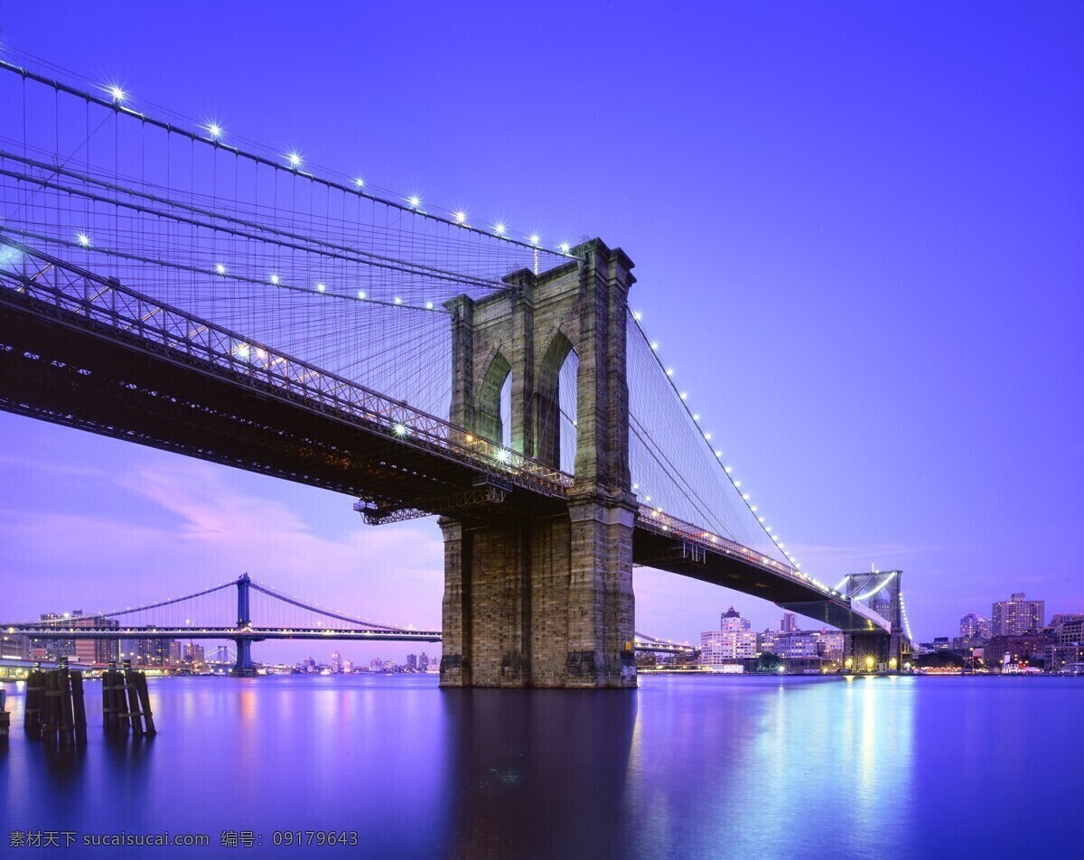 布鲁克林大桥 夜景 城市夜景 纽约大桥 高清拍摄 大图 国外旅游 旅游摄影