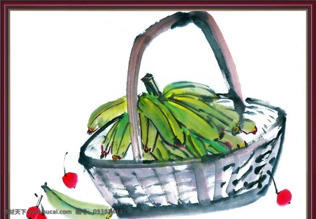 国画 厨房乐趣 国画精品 蔬菜 装饰画 厨房装饰 画框 分层 源文件