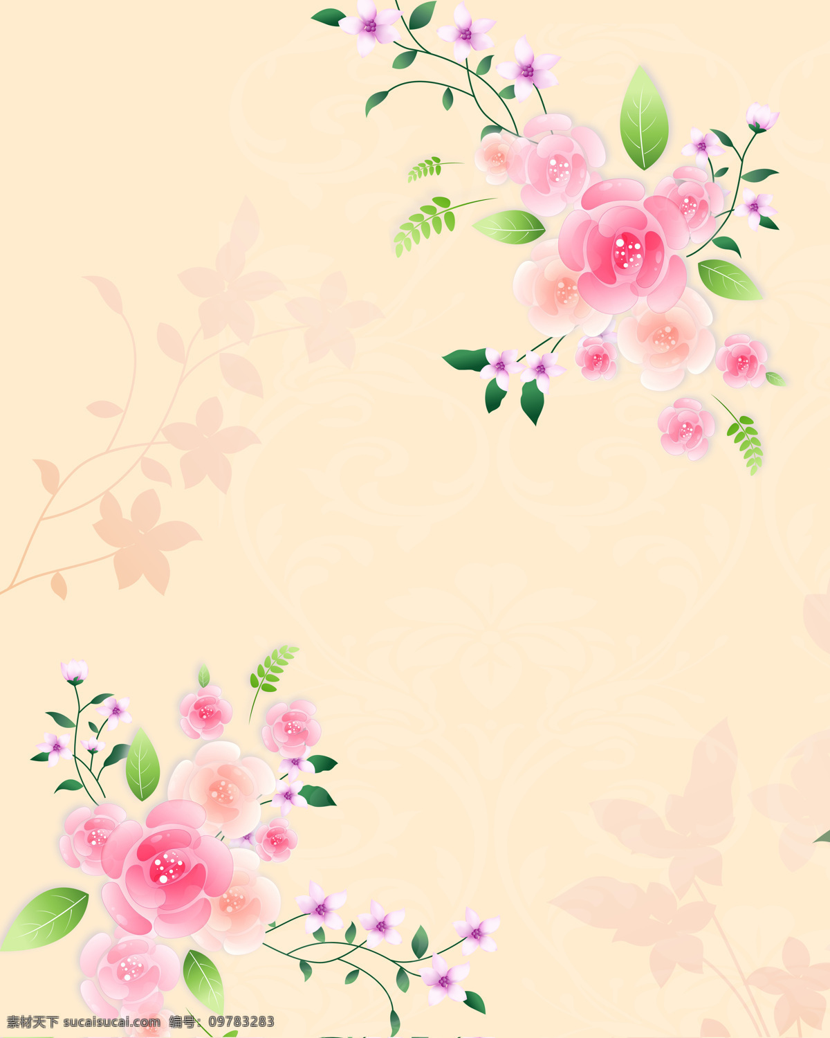 底纹边框 粉色花 红花 花朵 花朵背景 黄色背景 美丽花朵背景 美丽花朵 透明 叶子 树叶 装饰背景 移门 设计素材 移门图案 装饰素材