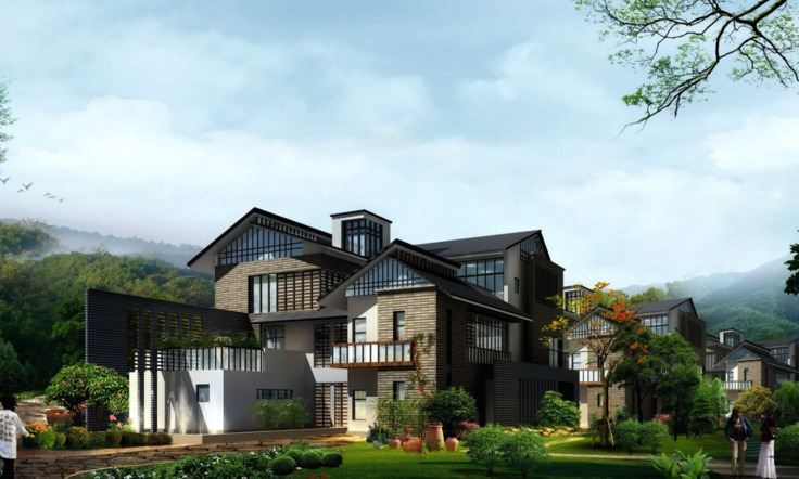 中式 风格 别墅 sketchup 模型 skp 黑色