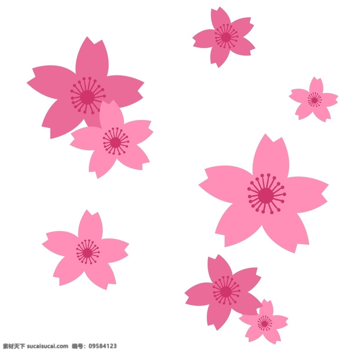日本 樱花 装饰 插画 日本樱花 粉色的樱花 漂亮的樱花 创意樱花 漂浮的樱花 樱花装饰 立体樱花