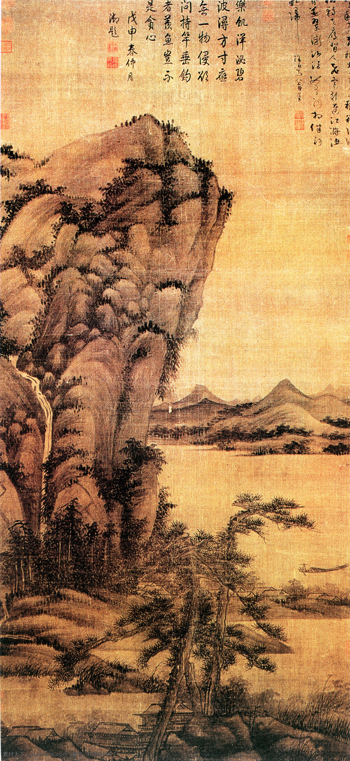 秋 江 渔 隐 图 国画 名画 山水画 秋江渔隐图 家居装饰素材 山水风景画