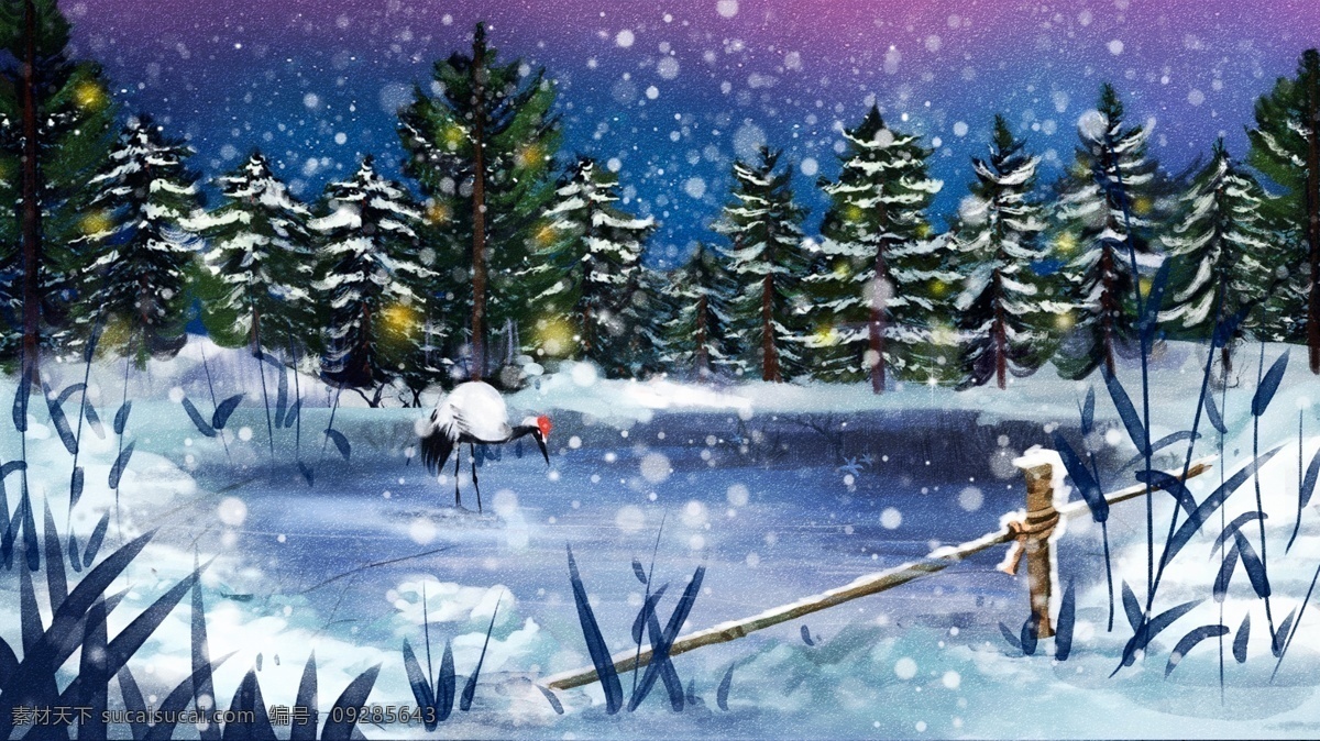 唯美 冬天 你好 雪景 立冬 小雪 大雪 插画 壁纸 冬天雪景 冬天你好 手机配图