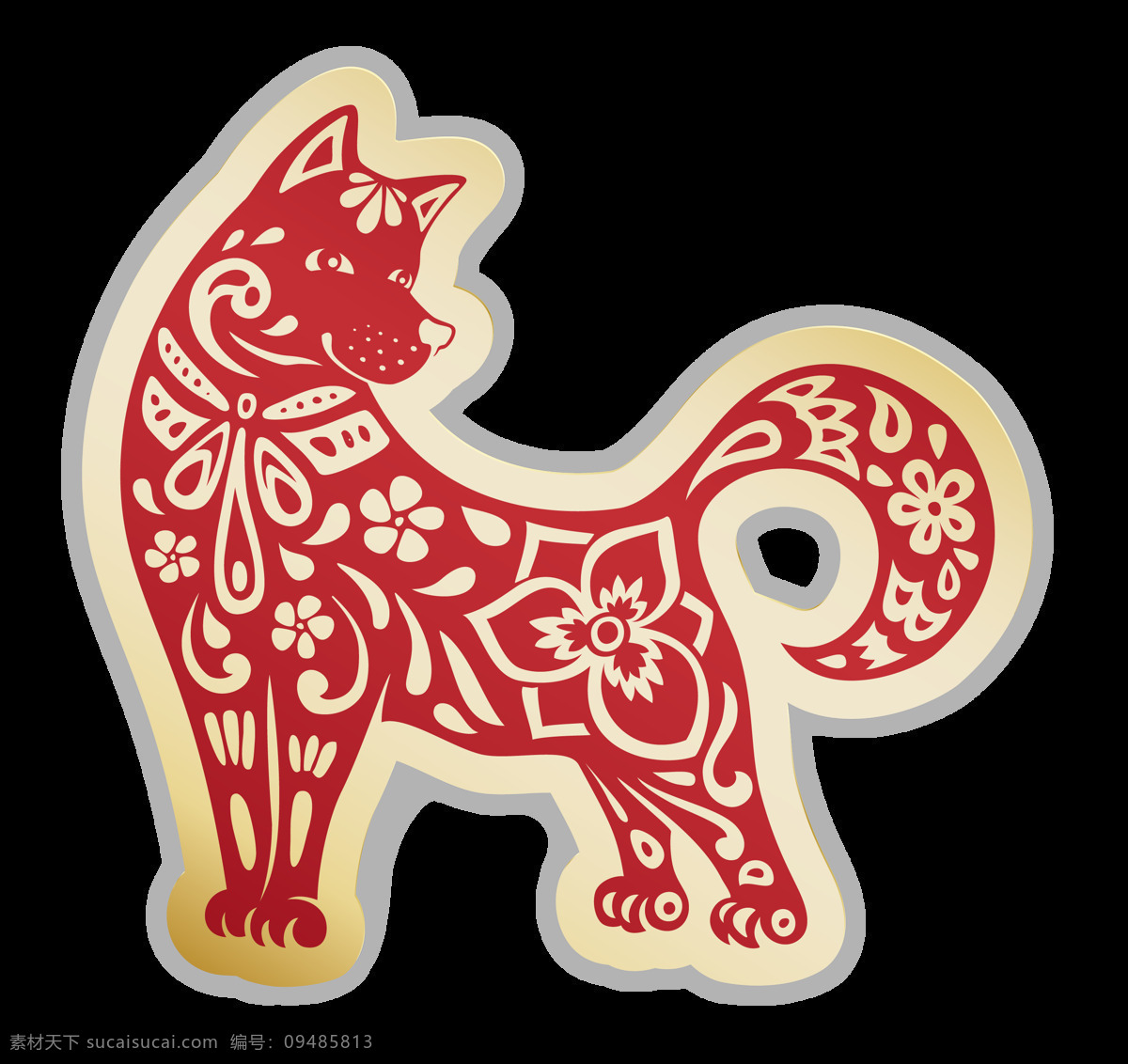 2018 狗年 剪纸 恭贺新春 恭喜发财 狗年剪纸 红色素材 万事如意 中国风