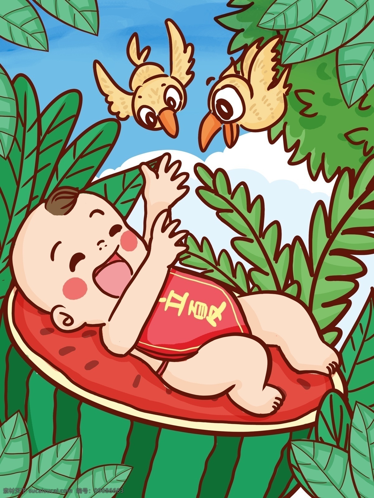 二十四节气 立夏 季节 之子 怀抱 大自然 插画 节气 二十四 立夏之子 孩子 鸟 树林 卡通 可爱