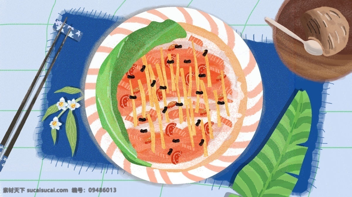 传统 美食 老友 粉 卡通 插画 背景 插画背景 手绘背景 卡通背景 筷子 植物 传统美食背景 老友粉背景 通用背景