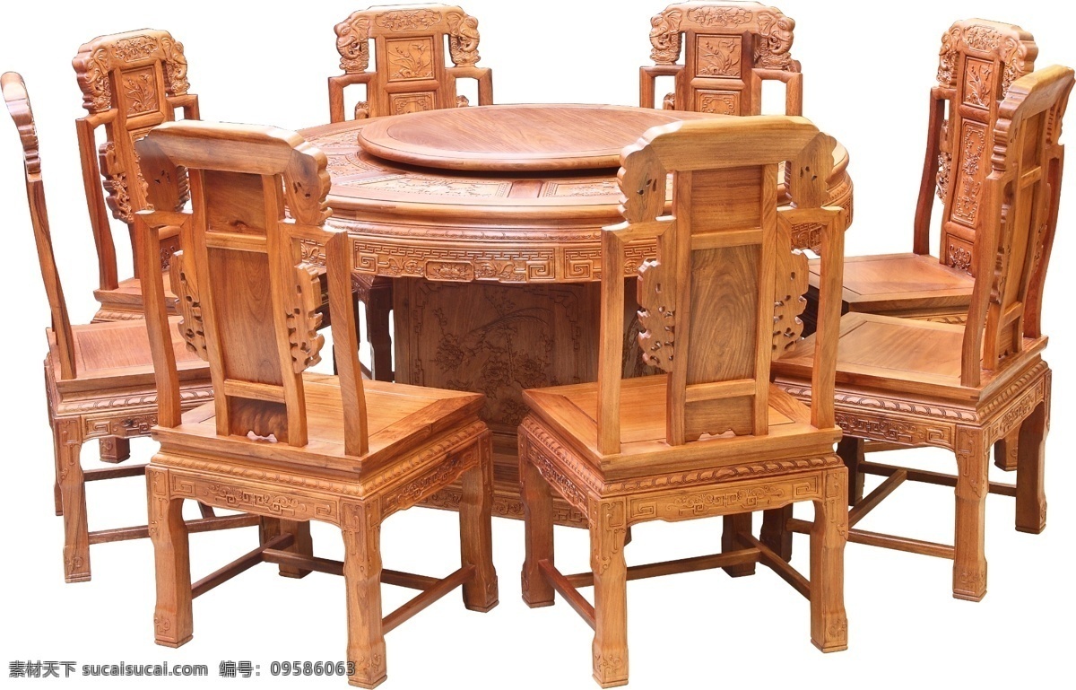 象头圆台 红木家具 餐桌 白色