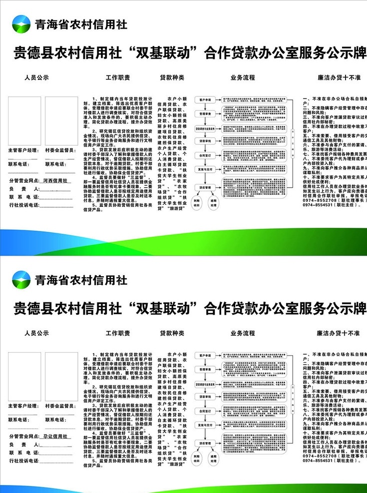 信用 社办 贷 公示栏 农村信用社 贷款 办公室服务 工作职责 人员公示 形象栏 贷款种类 业务流程 廉洁办贷 信用社背景 信用社标志 loge