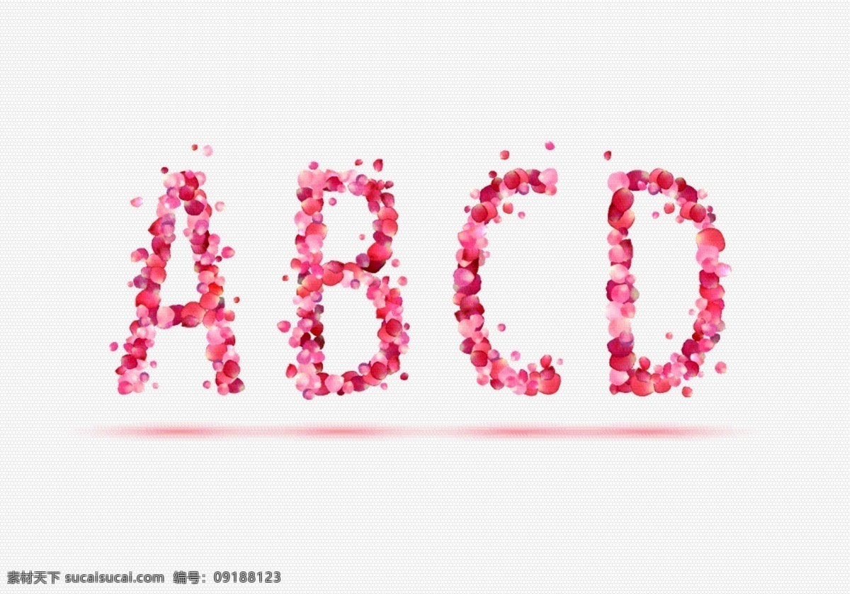 卡通 花瓣 粉色 英文 矢量 海报 设计素材 a b c d 玫瑰 手绘 水彩 插画 创意 婚礼 爱情 装饰