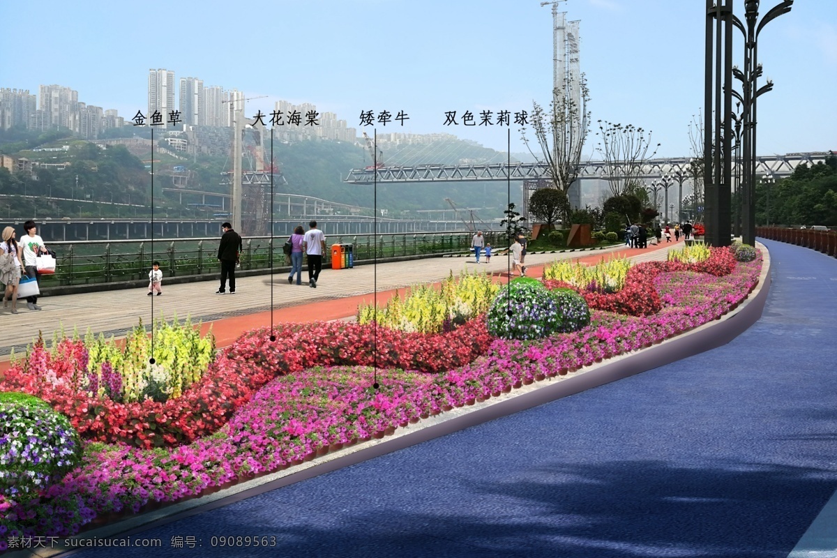 城市鲜花节点 道路绿化 盆栽图片 盆栽摆放 组团 提档升级 环境设计 景观设计