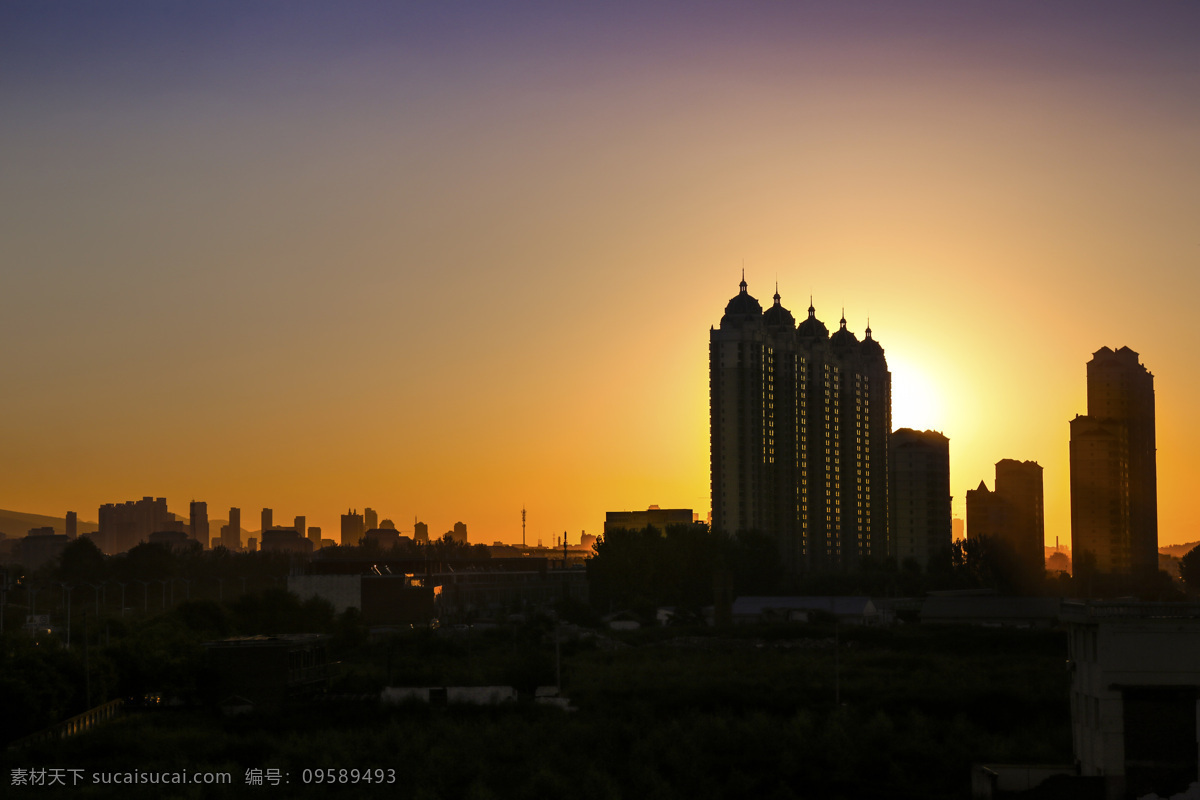 清晨剪影 高楼 剪影 清晨 阳光 朝阳 城市 自然景观 建筑景观