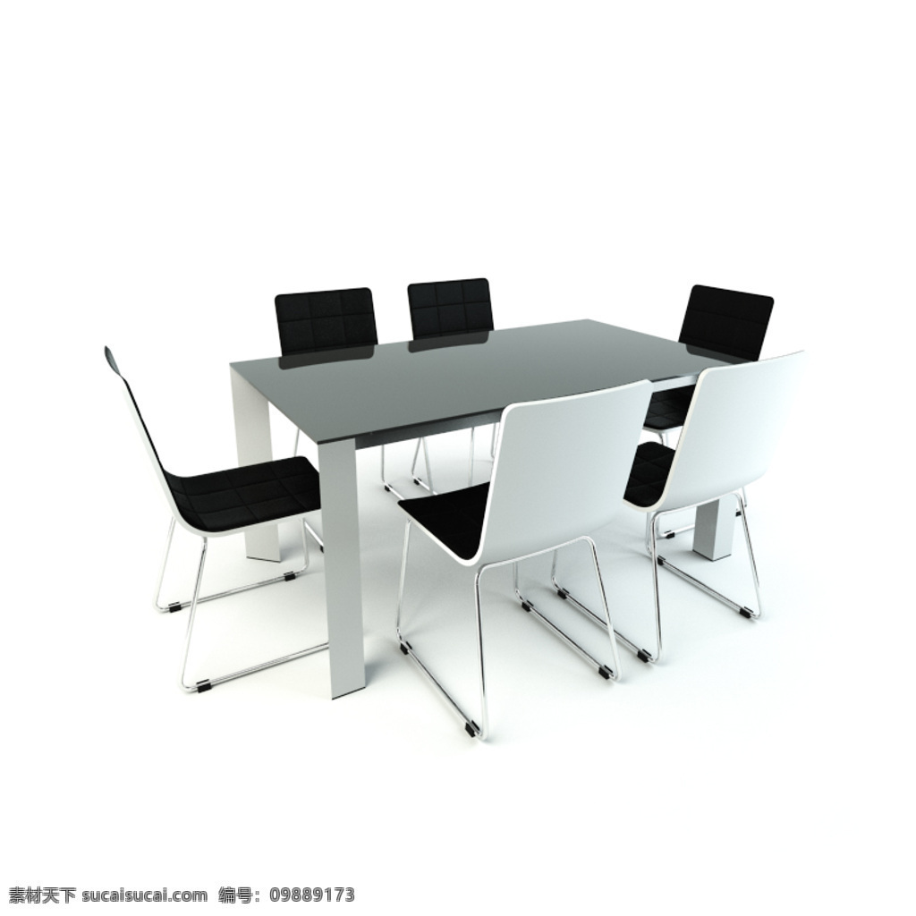 现代 黑白 餐桌椅 组合 时尚 餐桌 桌子 椅子 餐椅 餐桌椅组合 桌椅 饭桌 模型 3d模型 家装模型 3d渲染 高端模型