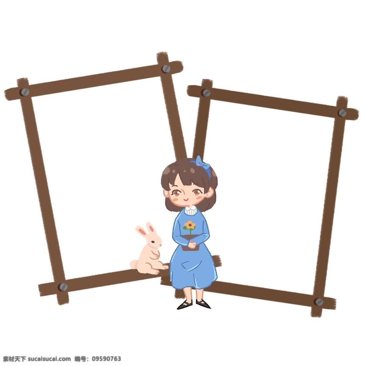 小女孩 木框 插画 装饰 小女孩木框 小兔子木框 漂亮的木框 木框装饰 木框插画 立体木框 精美木框