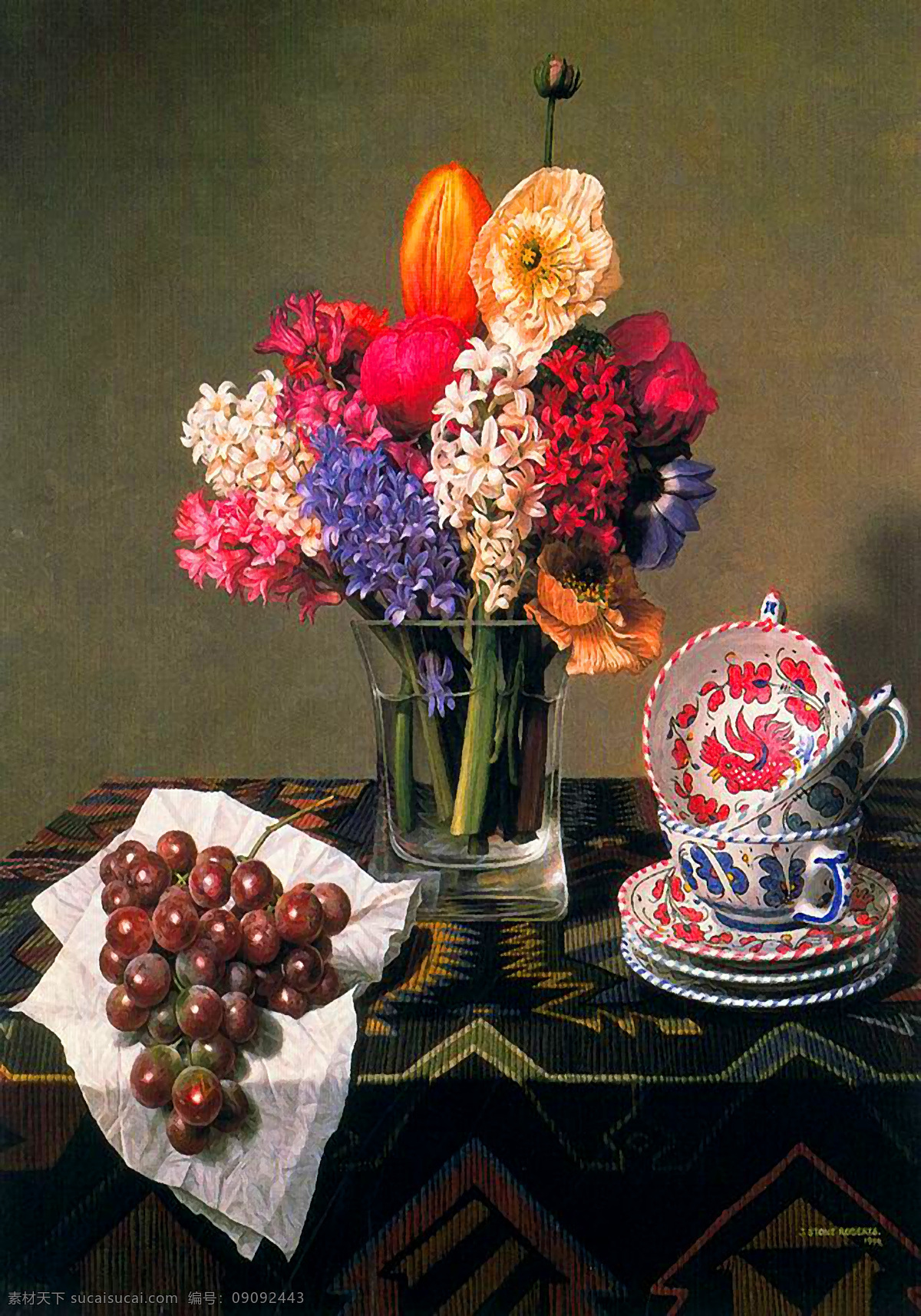 油画 玻璃杯 里 鲜花 装饰画 无框画 手绘 花卉 花朵 扫描 大图 清晰 写真 喷绘 印刷 打印 屏风 壁挂 绘画书法 文化艺术