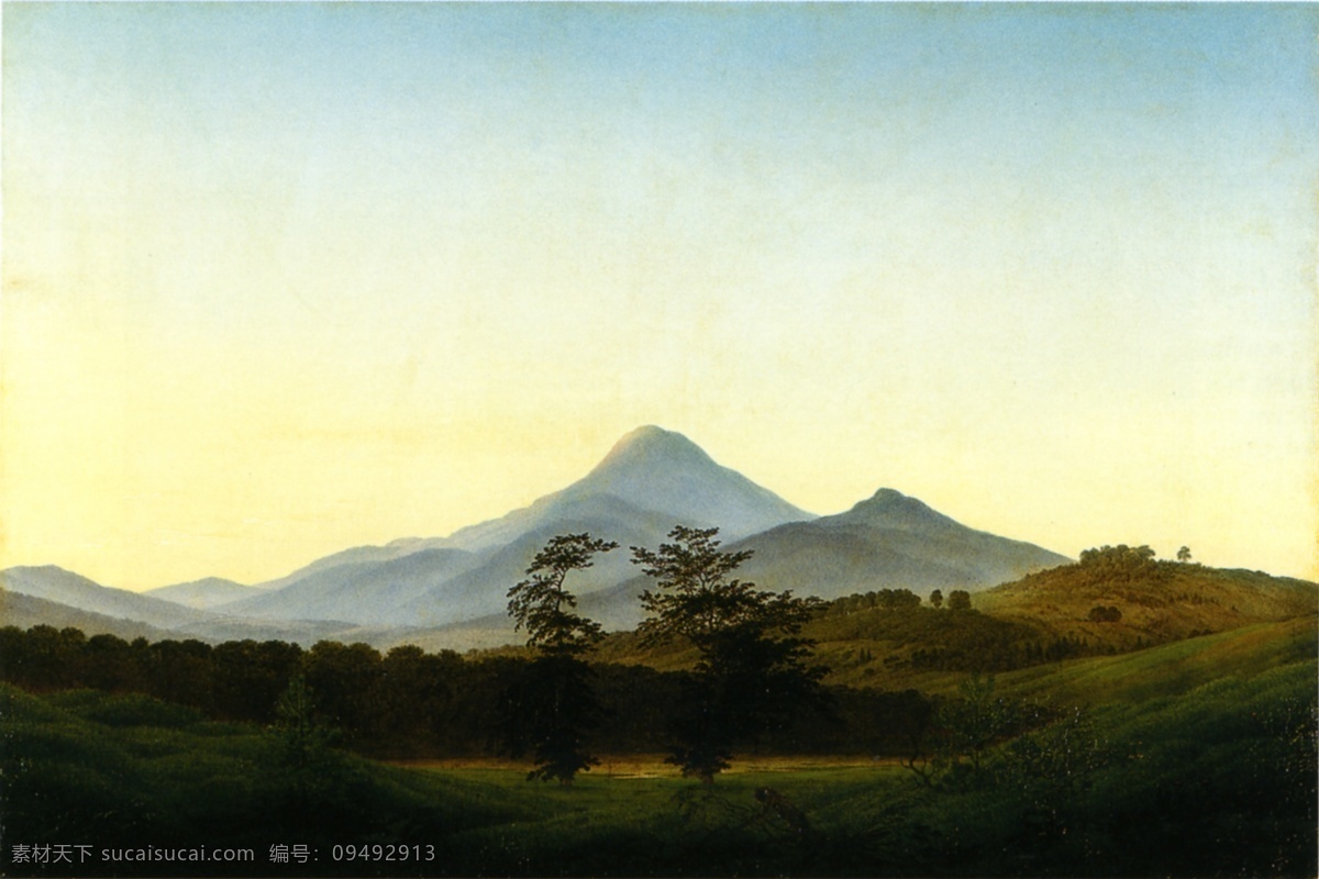 碧绿 风景画 风景油画 风景 油画 模板下载 高山 绘画 绘画书法 蓝天 设计素材 色彩 装饰画 树木 乡间田野 文化艺术 家居装饰素材 山水风景画