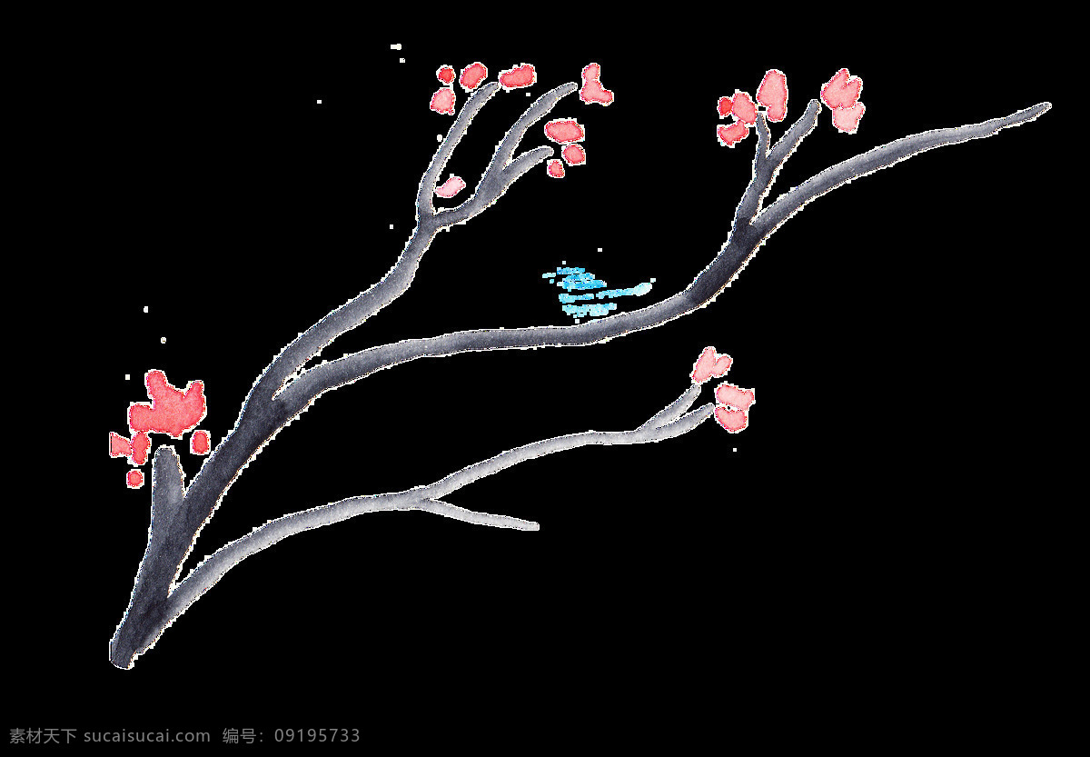 枯木 绽放 花卉 透明 装饰 海报设计装饰 卡通 免扣 设计素材 水彩 淘宝素材 透明素材 装饰图案