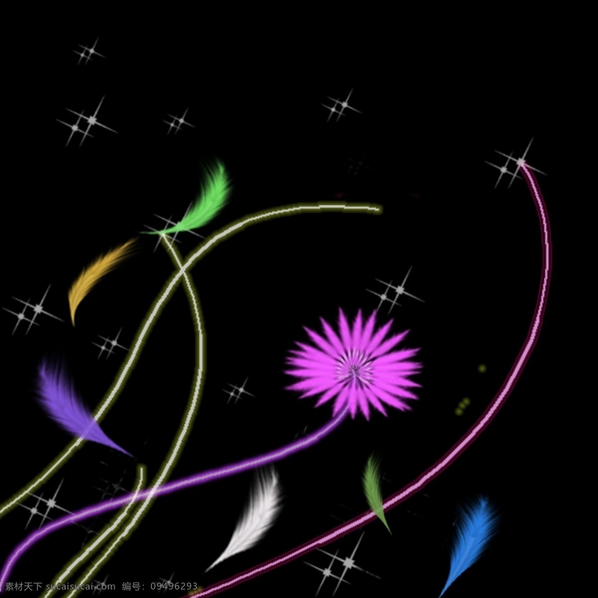 羽 花朵 花朵图案 羽毛 组成 psd源文件