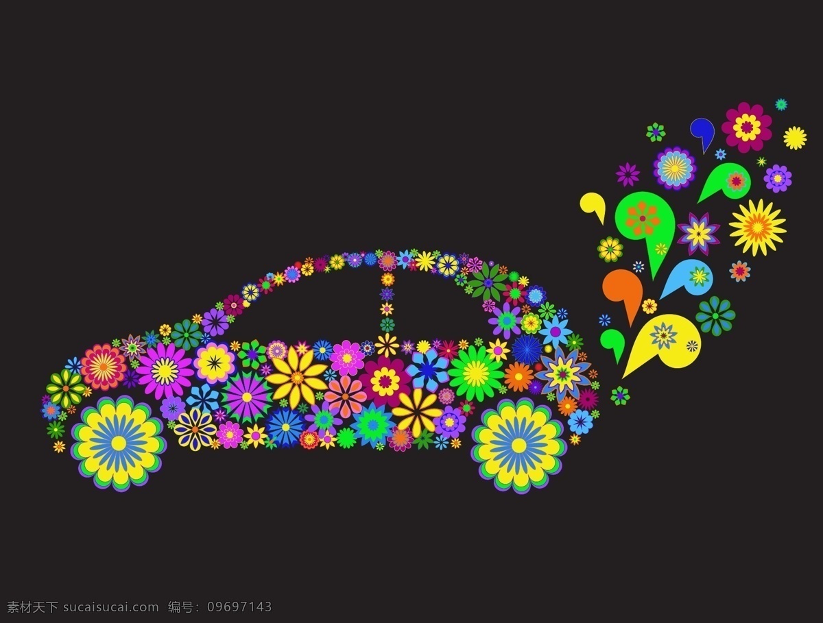 美丽 花卉 汽车 设计图 车 花 漂亮 矢量汽车
