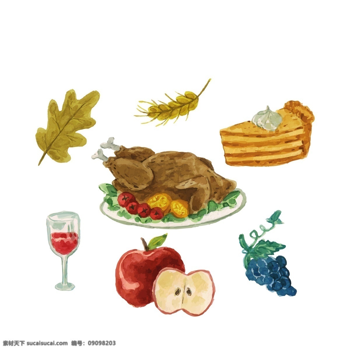美味 食物 感恩节 元素 免 抠 透明 图形 海报 广告 感恩节装饰图