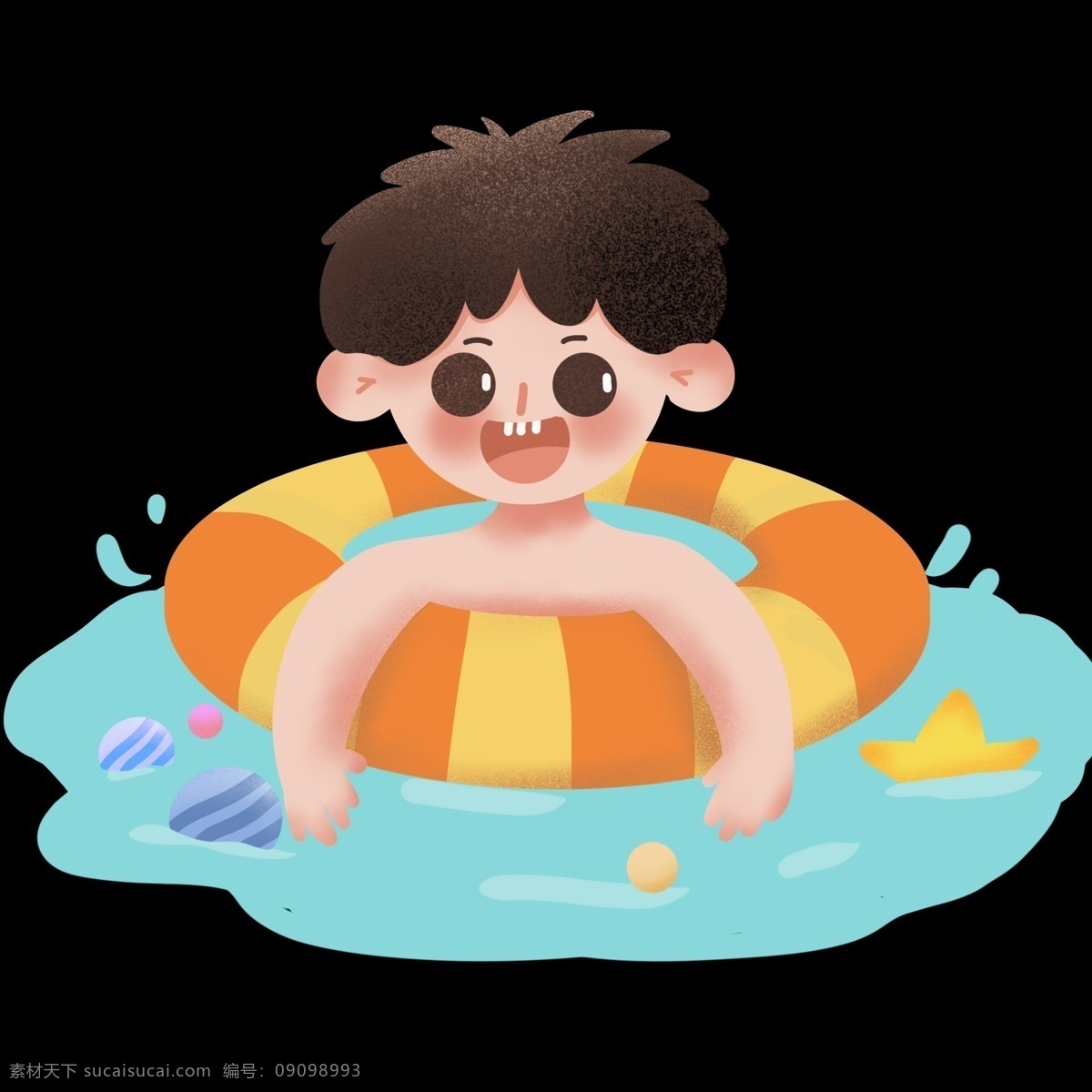 夏日 带 游泳 圈 儿童 免 抠 图 玩耍儿童 海边