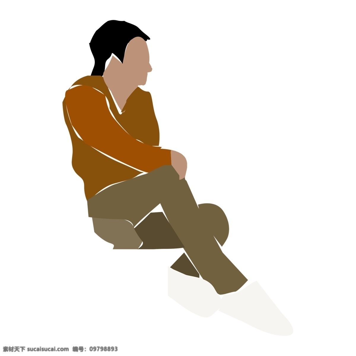 手绘 等车 男人 元素 少年 人物插画 精致人物 手绘元素 卡通 时尚