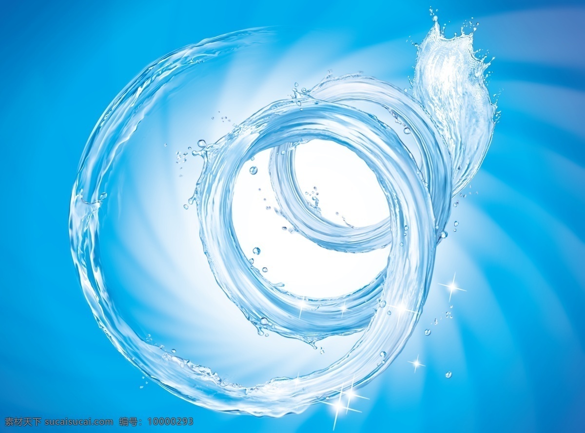蓝色 透明 滚动 浪花 波浪 水花 立体 环绕 水循环 psd源文件