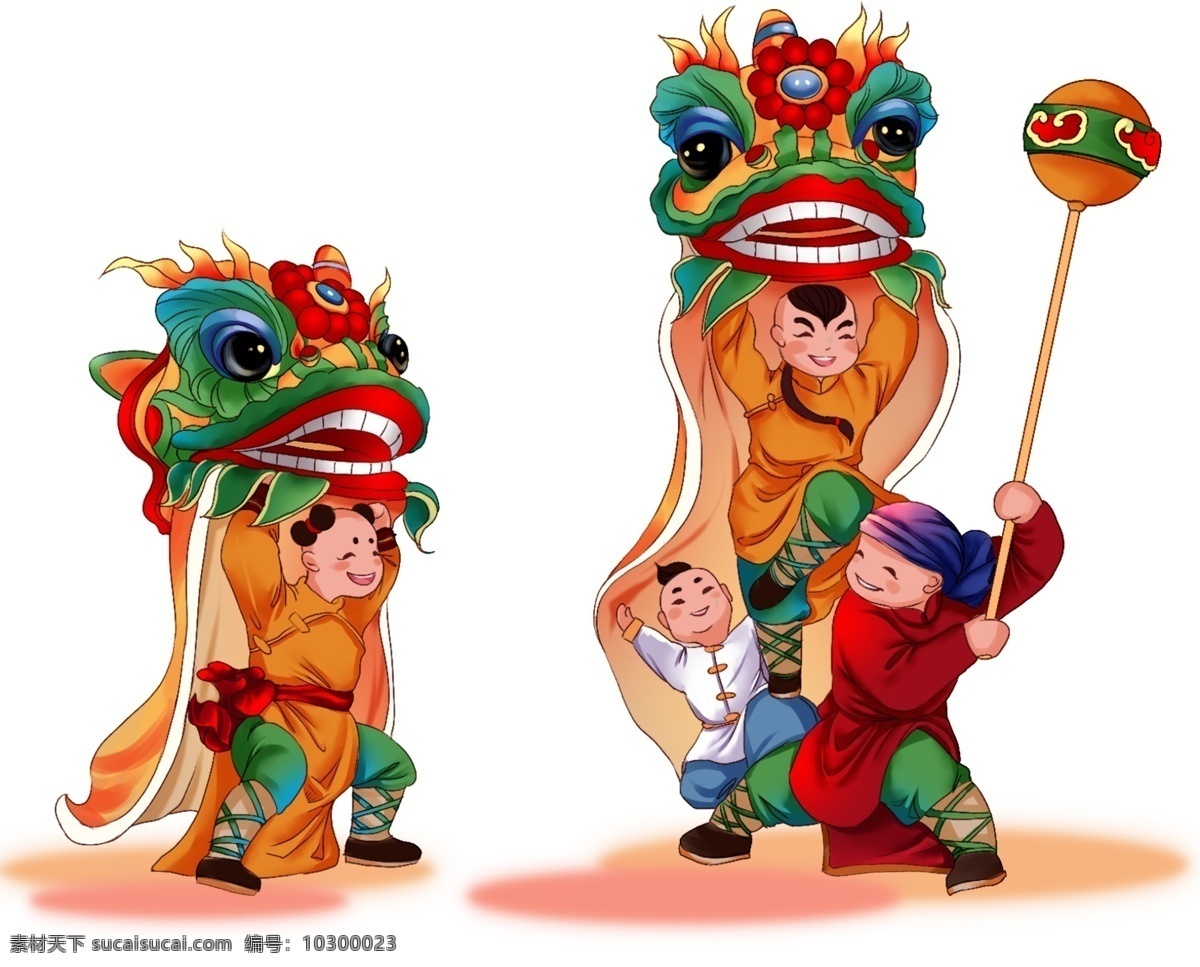 舞狮图片 手绘 醒狮 舞狮 童子 传统 2020 动漫动画 动漫人物