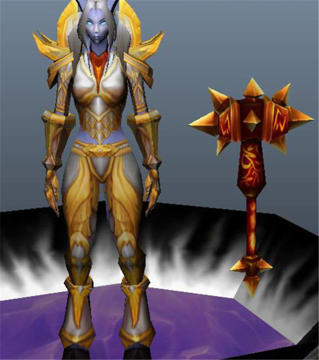 德莱 尼圣 骑士 游戏 模型 圣 模块 骑士游戏装饰 黄金 武器 网游 3d模型素材 游戏cg模型