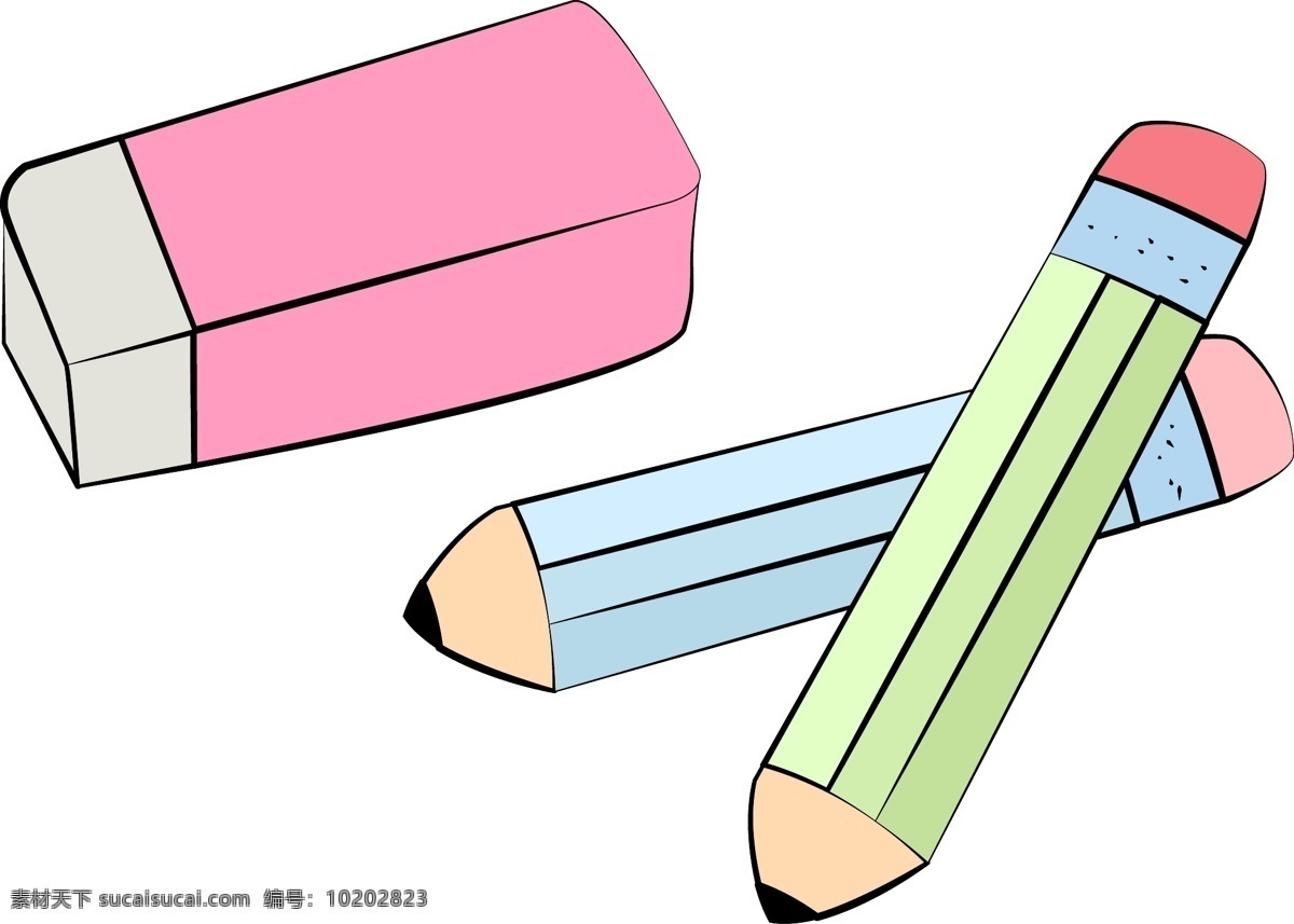 学生 卡通 橡皮 铅笔 商用 手绘 学习 元素 学校 考试 简约风格