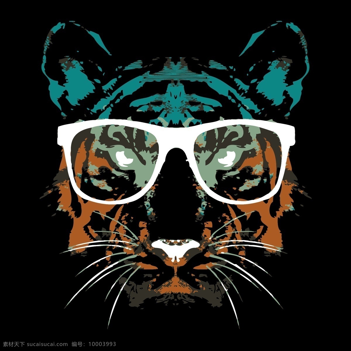 老虎 猫 几何 彩色 手绘 水彩 插画 壁纸 定位 眼镜 酷炫 服装 浴帘