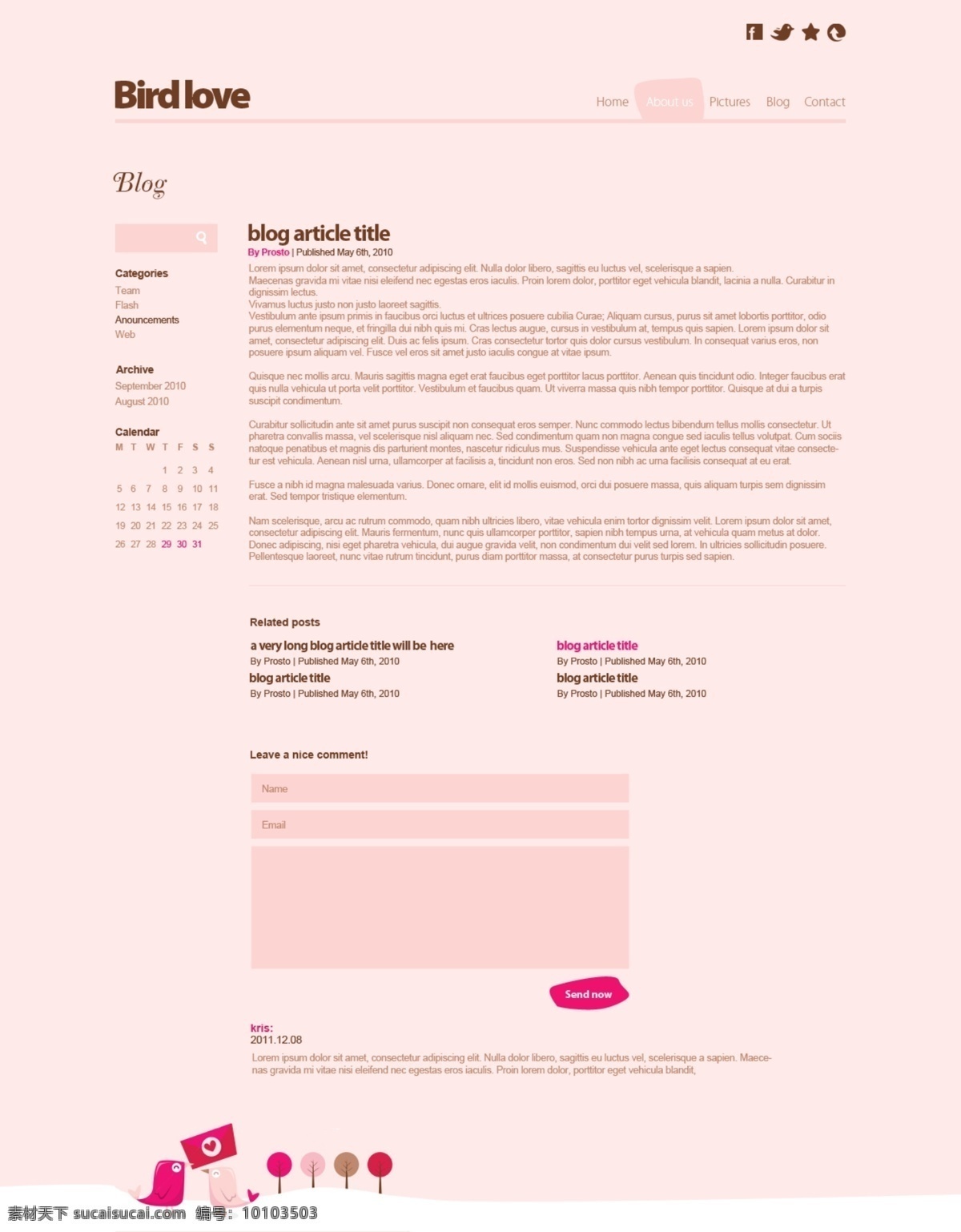 博客 粉红 可爱 模板 网页 网页模板 英文模板 源文件 外国 模板下载 外国网页模板 网页素材