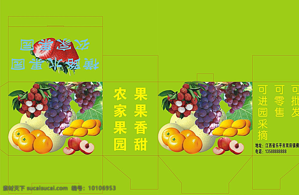 水果园 葡萄 橙子 草莓 荔枝 梨子 芒果 绿色 健康 包装设计