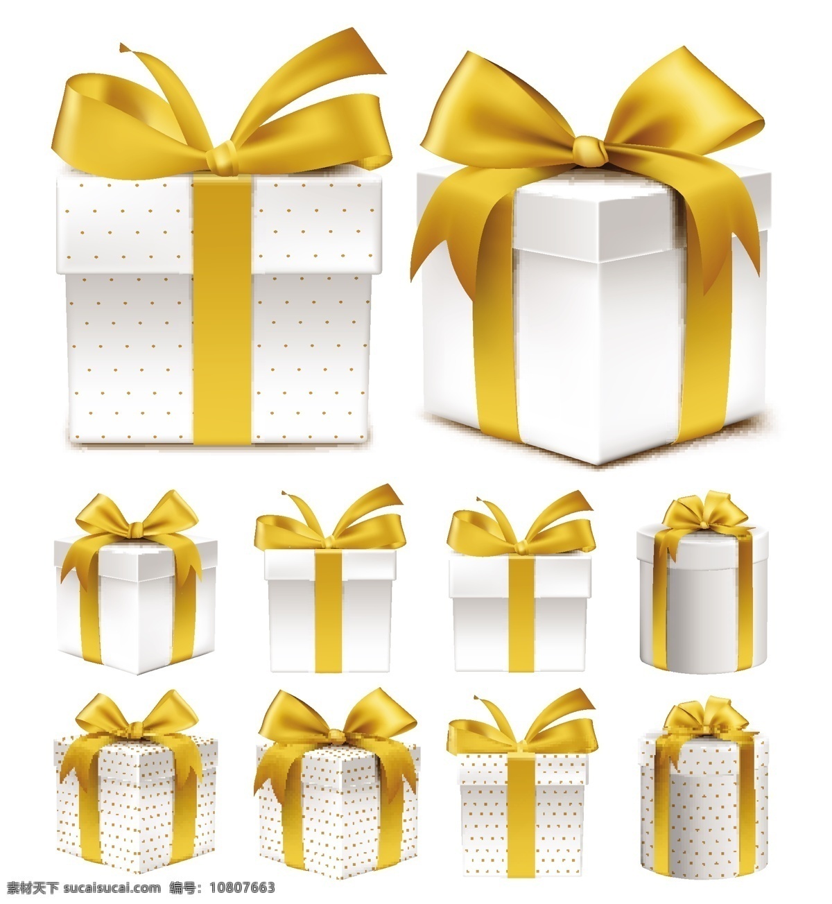 金色 礼物 包装盒 矢量 丝绸 绸缎 素材背景 装饰元素 源文件