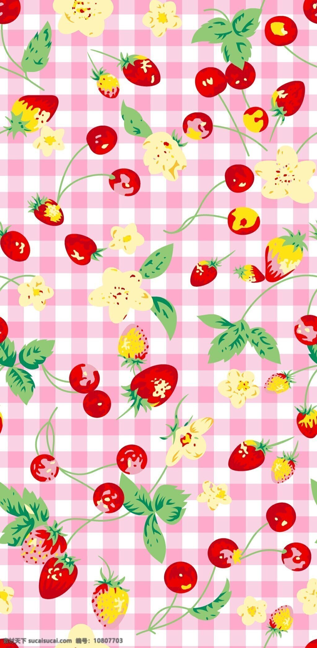 粉 格 草莓 花 图案 草莓花 粉格草莓 粉格草莓花 粉格子 装饰图