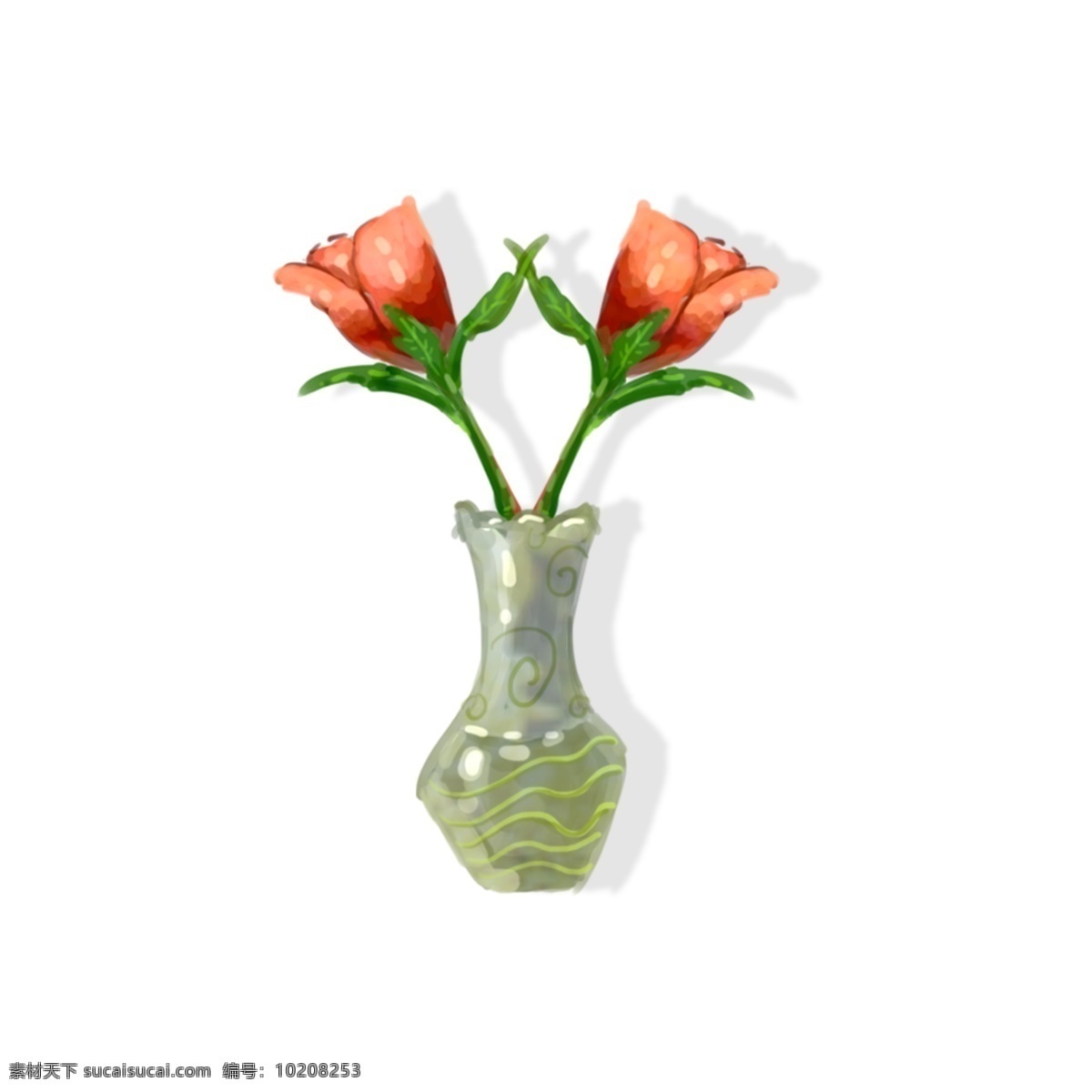 手绘 玫瑰花 盆栽 透明 底 商用 玫瑰花装饰 花瓶 花朵 花
