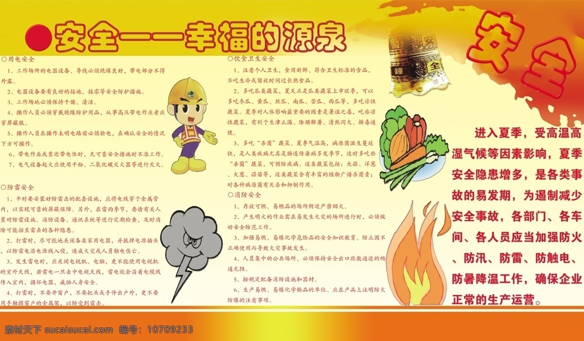 安全 宣传栏 夏季 防火 防电 防雷 饮食安全 边框 花边 生产 夏季安全专题 分层 源文件
