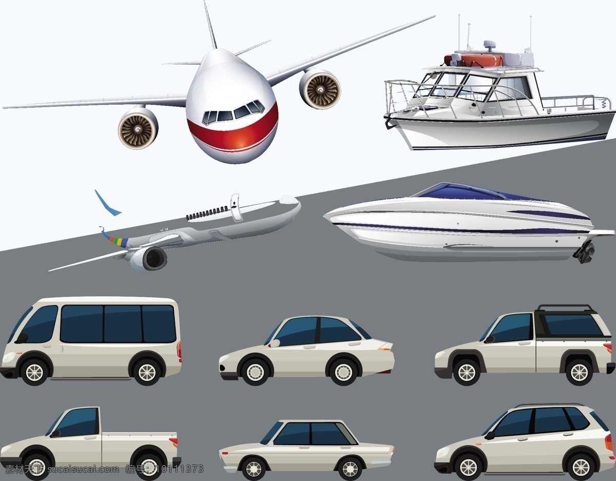 白色 插图 中 不同 运输 方式 采购产品卡车 艺术 颜色 绘画 汽车 类型