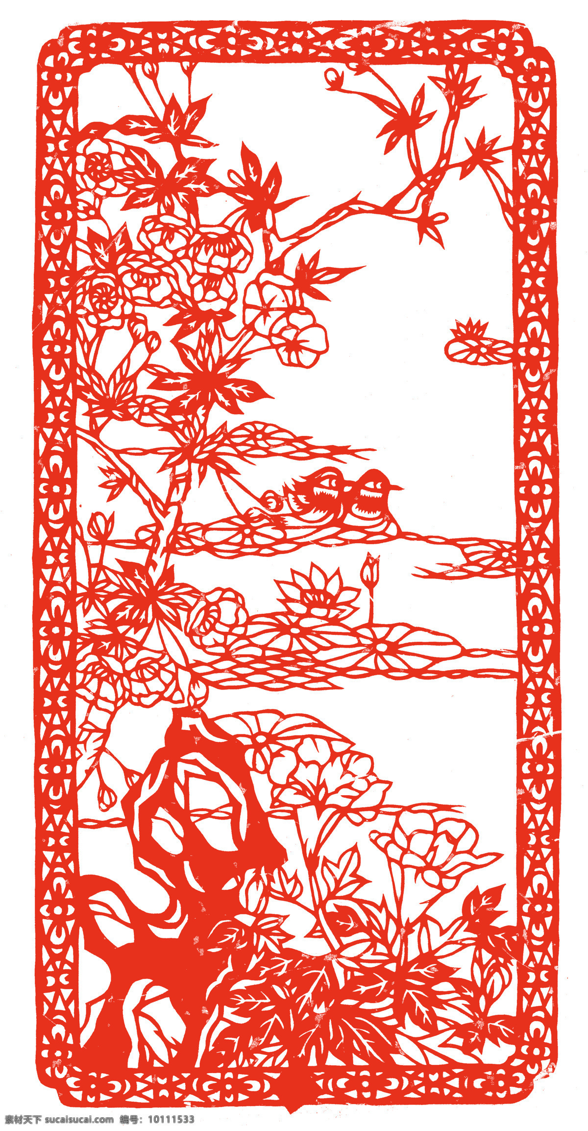 鸳鸯戏水 剪纸艺术 中国 风 古典 花纹 传统 图案 民间剪纸艺术 民间画 文化艺术