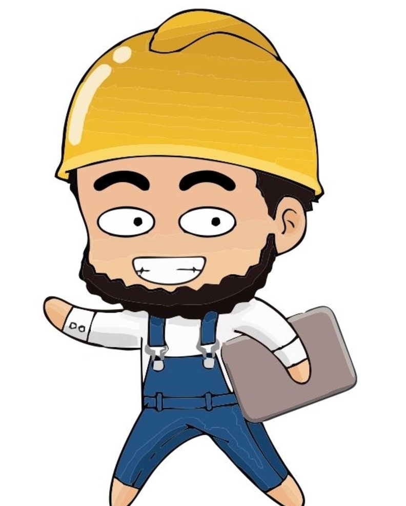 卡通工人 安全帽 夹公文包 建筑工人 黄色安全帽 卡通漫画类 动漫动画 动漫人物